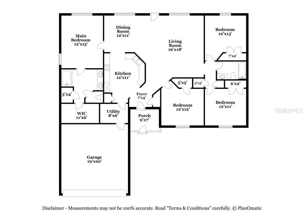 This is a floor plan showing the layout of a house with a garage — 2214 ANGEL FISH LOOP, LEESBURG, FL