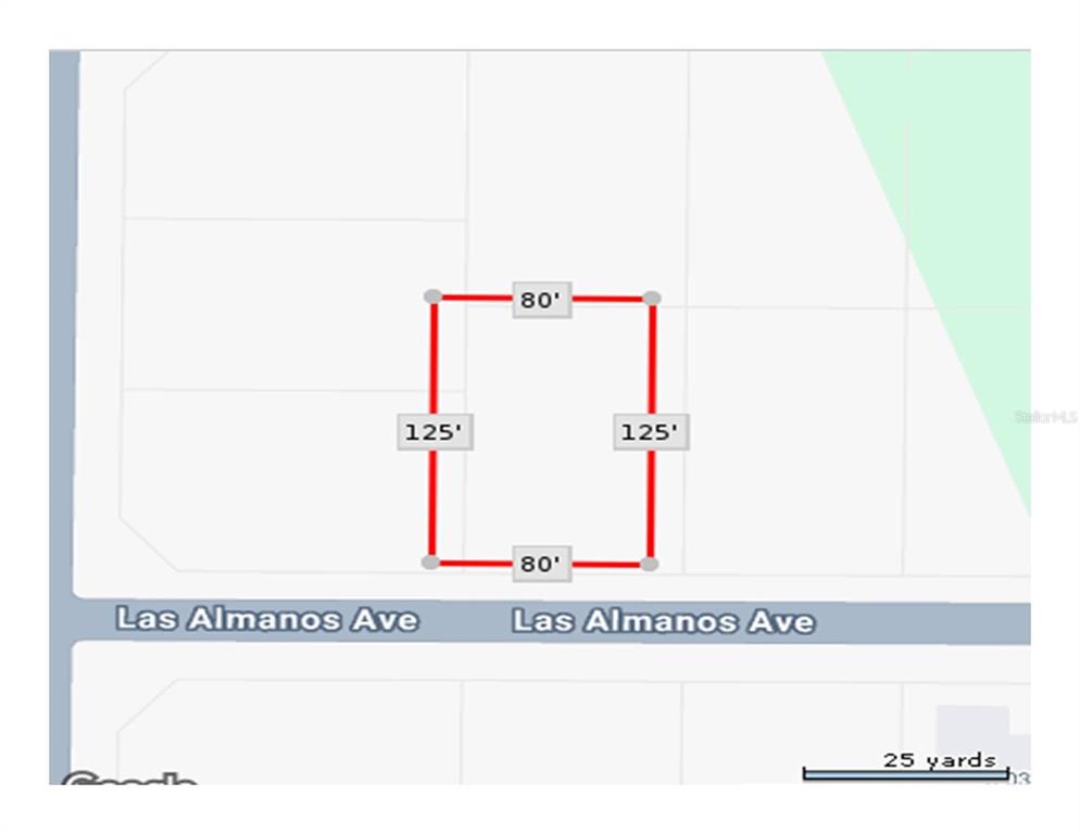 This is a map showing the rectangular dimensions of a plot of land — LAS ALMANOS AVENUE, NORTH PORT, FL