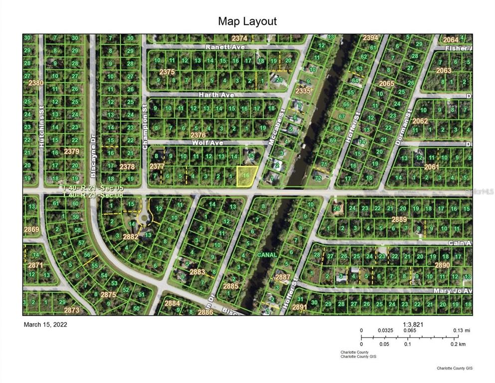 This is a map layout showing residential lots and streets in a neighborhood — 13362 CHAMBERLAIN BOULEVARD, PORT CHARLOTTE, FL