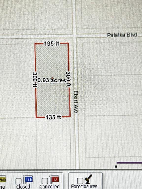 This map shows a rectangular plot of land measuring 135 feet by 300 feet — 4205 PALATKA BOULEVARD, HASTINGS, FL