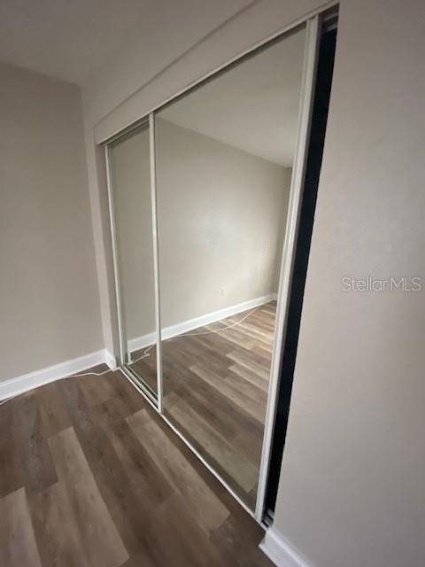 A room features light wood-look flooring and a large sliding mirrored closet door — 3914 NEPTUNE STREET UNIT 1, TAMPA, FL