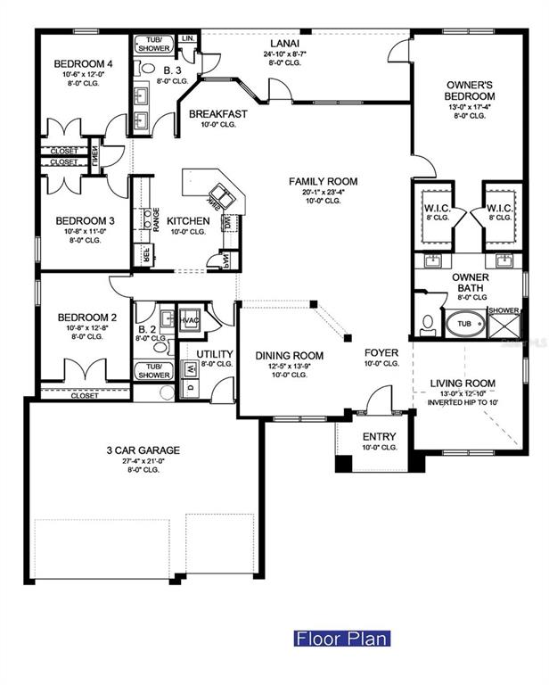 This is a floor plan for a single-story house with four bedrooms and a garage — 29 MATRICARIA COURT, HOMOSASSA, FL