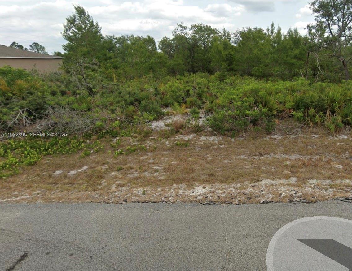 A vacant, wooded residential lot is bordered by a paved road in the foreground — 5846 VIRTUDES ST, Sebring FL 33872, SEBRING, FL
