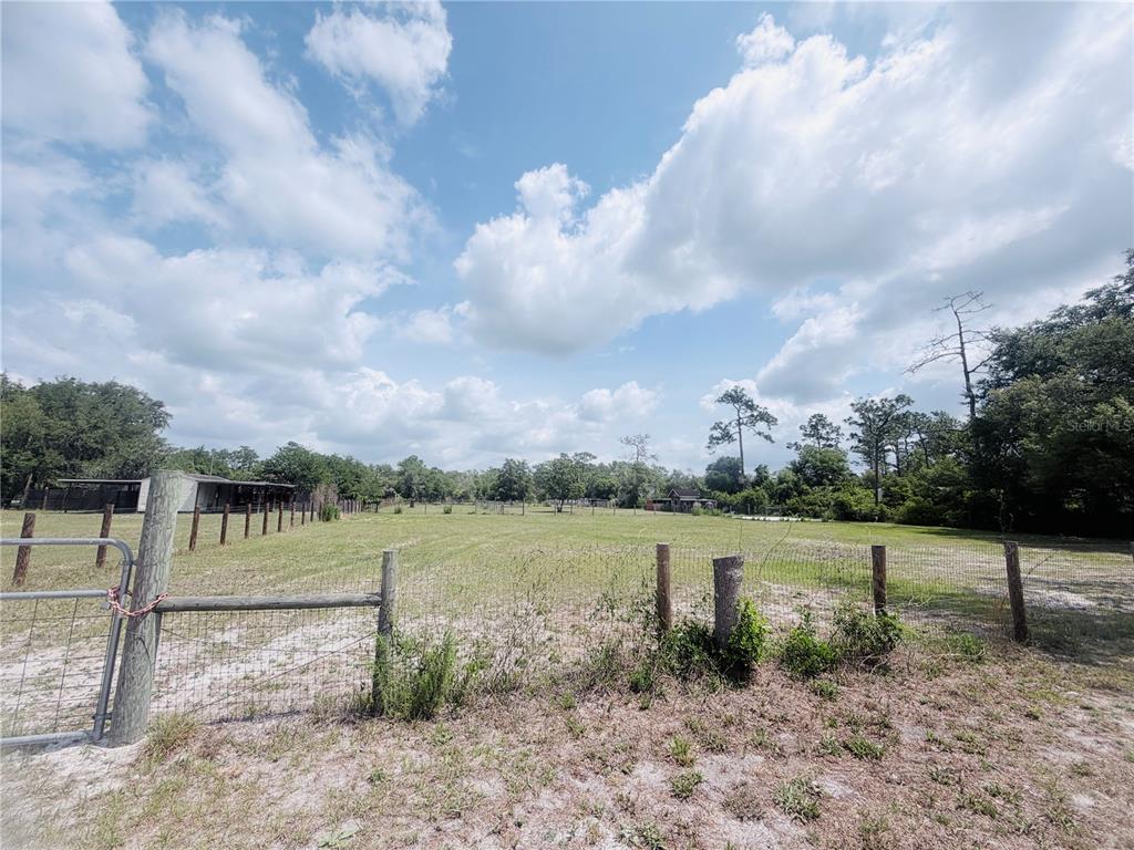 A wire fence encloses a grassy pasture with scattered trees under a cloudy sky — TBD SW 153RD LANE, DUNNELLON, FL