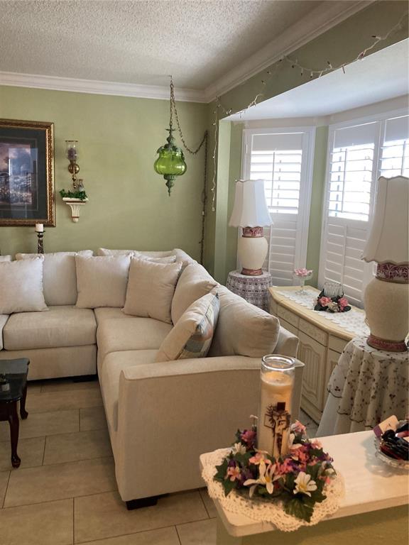 A living room features a beige sectional sofa, green walls, and a hanging green lamp — 9902 ST. JOSEPH, NEW PORT RICHEY, FL