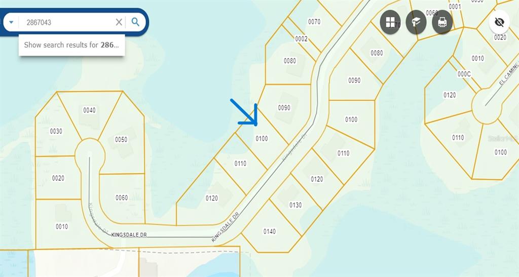 This is a digital map showing property parcel boundaries and lot numbers along a street — 2712 KINGSDALE DRIVE, DELTONA, FL
