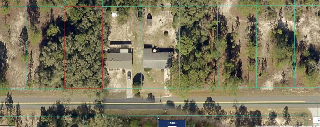 This aerial map view shows a residential lot outlined in red next to neighboring properties — 0 SW BEACH BOULEVARD, DUNNELLON, FL