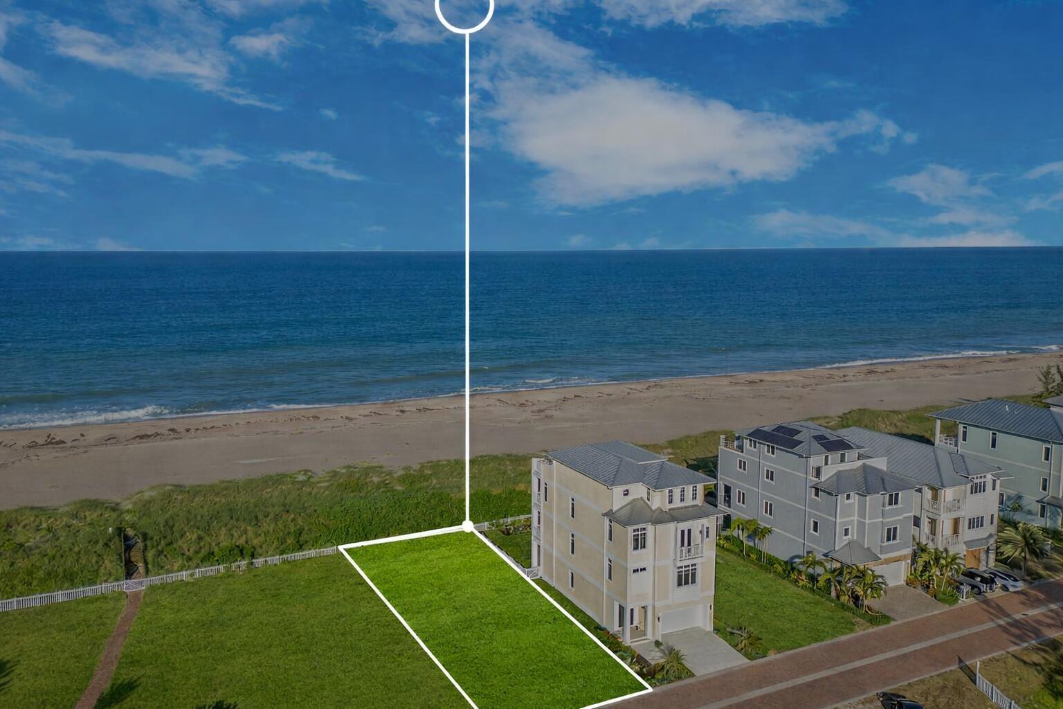 An aerial view shows a vacant rectangular lot next to a multi-story beach house — 5104 Watersong Way, Fort Pierce FL 34949, FORT PIERCE, FL