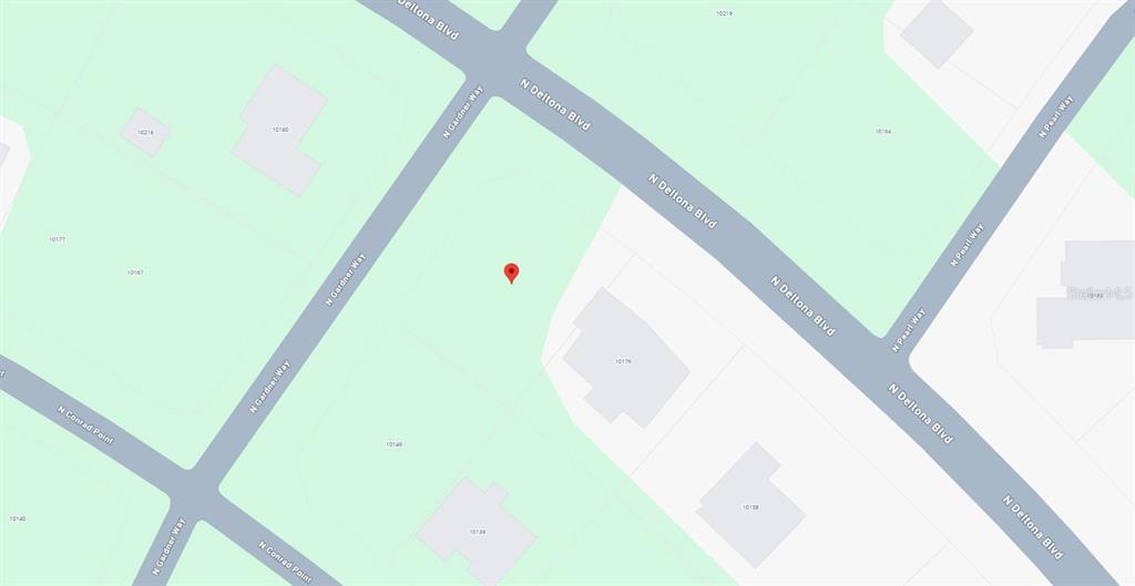This is a map showing a vacant lot marked with a red pin near N Deltona Blvd — 10181 N GARDNER WAY, CITRUS SPRINGS, FL