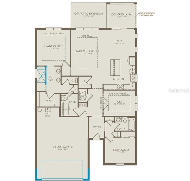 This is a floor plan for a single-story home with two bedrooms and a garage — 9118 SERENADE DRIVE, MELBOURNE, FL