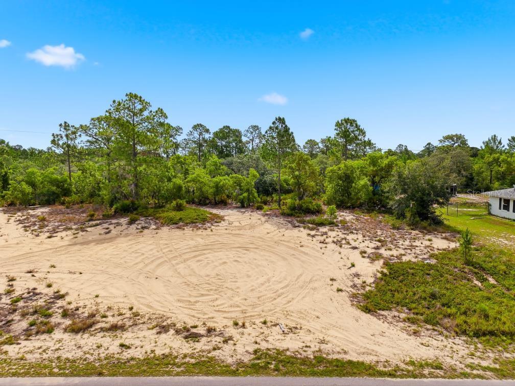 An elevated view of a sandy, undeveloped residential lot surrounded by trees and vegetation — LEMON DRIVE, LAKE WALES, FL