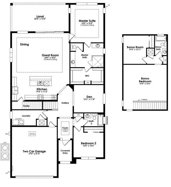 This is a floor plan for a house with a garage, lanai, and bonus room — 5633 Saint Armands Way, Westlake FL 33470, WESTLAKE, FL
