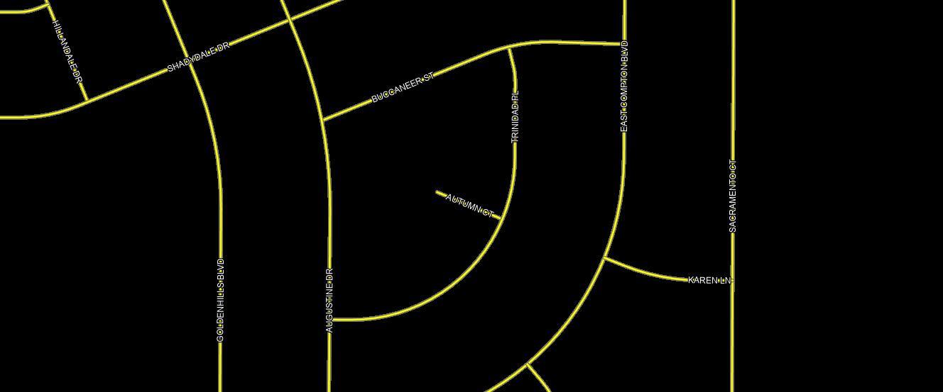 This is a map showing street names and road layouts in a residential neighborhood — Lot 9 Autumn Court, FL 32428, FL