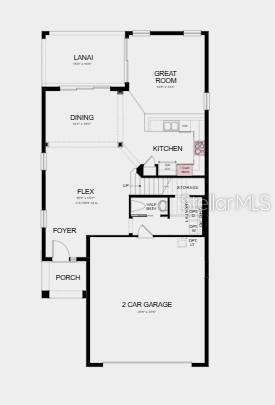 This is a floor plan for the first level of a home with a two-car garage — 32464 SEA LOCH LOOP, MOUNT DORA, FL