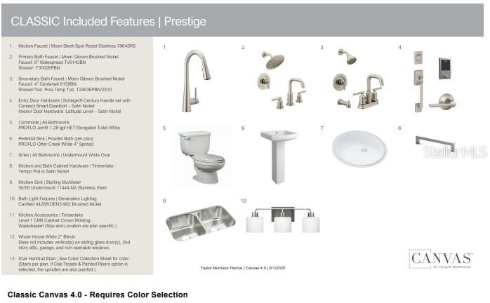 This document displays a list and images of included interior fixtures and hardware finishes — 32464 SEA LOCH LOOP, MOUNT DORA, FL