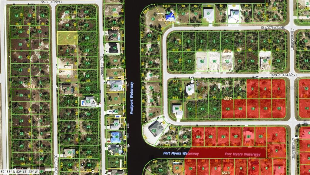 This is a map showing residential lots and streets in a neighborhood — 10194 ARCADIA STREET, PORT CHARLOTTE, FL