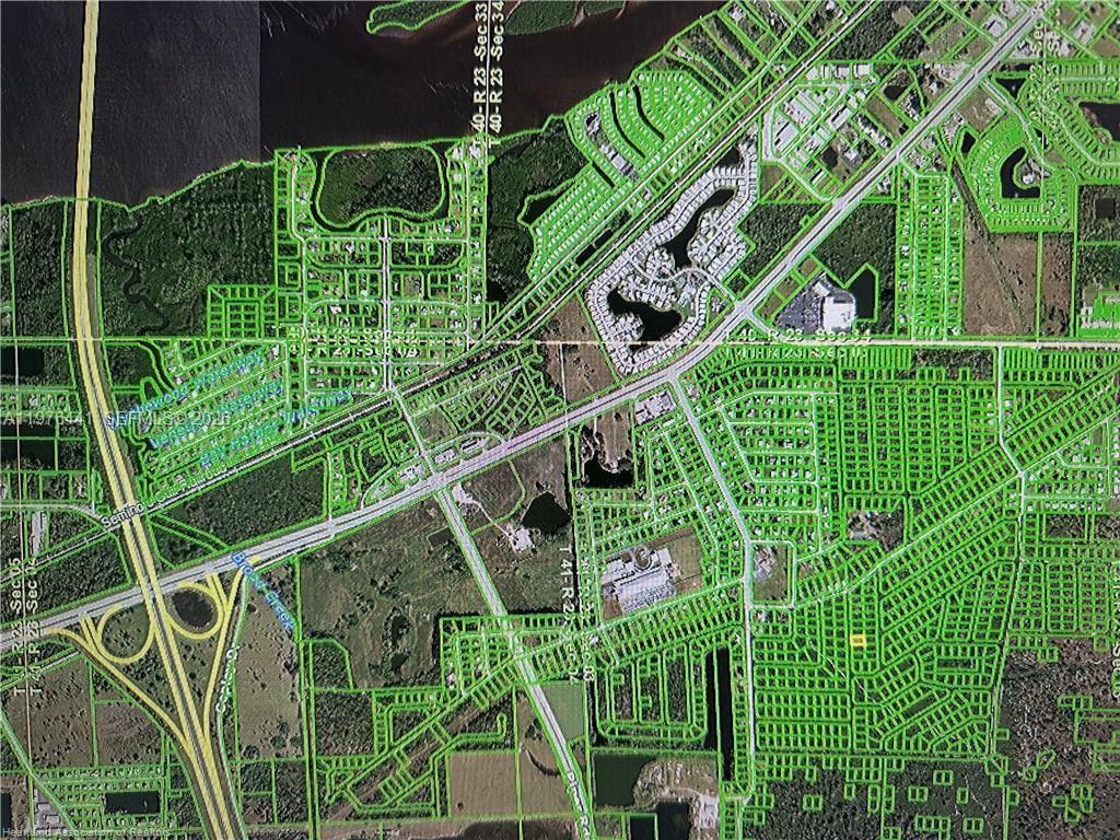 This is an aerial map showing residential neighborhoods, roads, and waterways in a suburban area — 910 ORANGE BROOK Lane, Punta Gorda FL 33982, PUNTA GORDA, FL