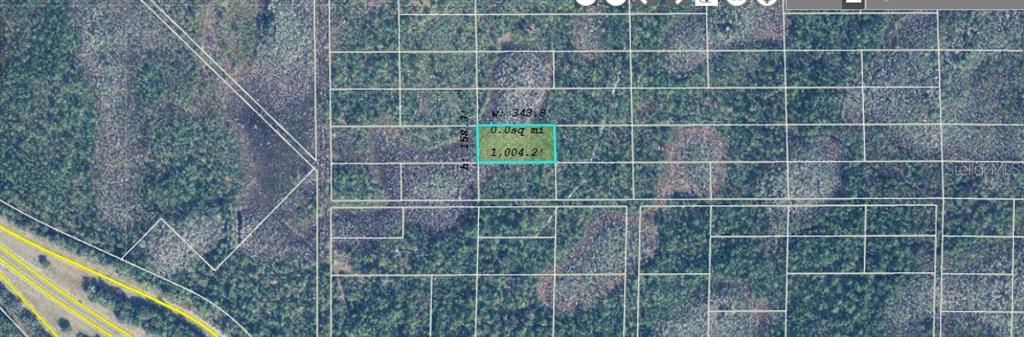 This is an aerial map showing a rectangular plot of land outlined in light blue — DILL ROAD, ORLANDO, FL