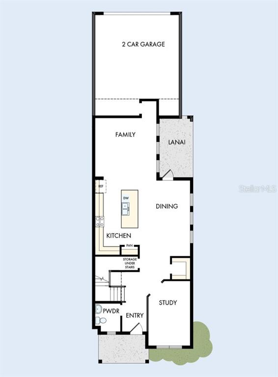 This is a floor plan of a home's first level featuring a garage and lanai — 14975 SIRLEAF DRIVE, ORLANDO, FL
