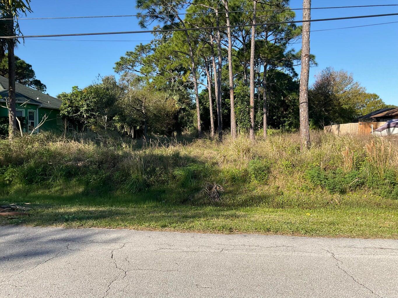 A vacant, overgrown lot with tall pine trees sits next to a green house — Tbd Hickory Drive, Fort Pierce FL 34982, FORT PIERCE, FL