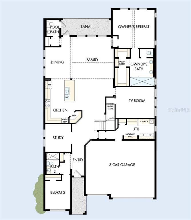 This is a floor plan for a single-story home with a three-car garage — 11109 BERRY TROUGH TRAIL, ODESSA, FL
