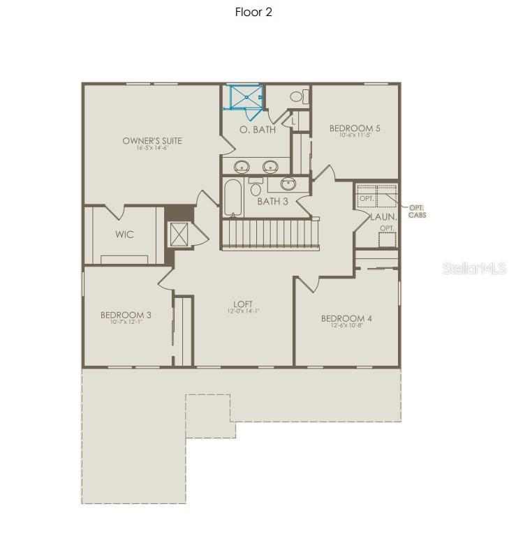 This floor plan shows the second level of a home with four bedrooms and a loft — 427 WINTER GROVE BOULEVARD, WINTER GARDEN, FL