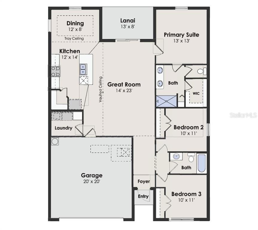 This is a floor plan for a three-bedroom home with a garage and a lanai — 3102 W JULIET PLACE, CITRUS SPRINGS, FL