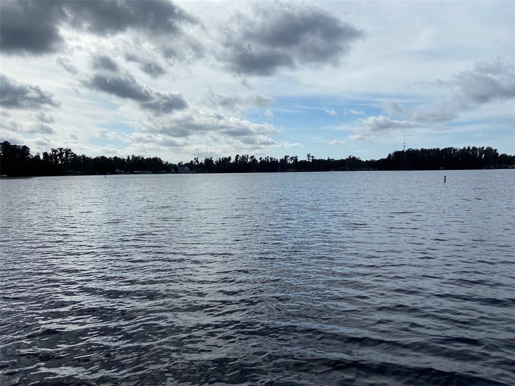 A view of a lake under a cloudy sky with a distant treeline — 9260 LAKE DRIVE, NEW PORT RICHEY, FL