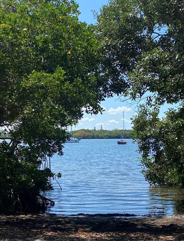 A view of a blue bay with two sailboats framed by lush green mangrove trees — 2720 BAYSIDE DRIVE S, ST PETERSBURG, FL