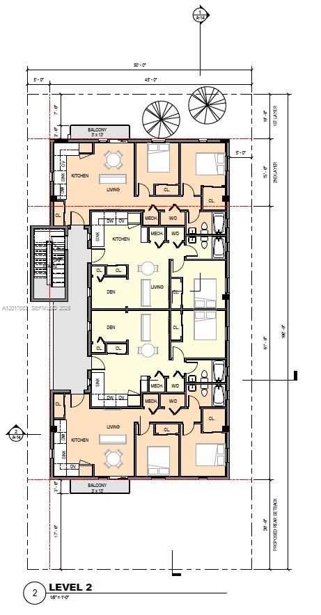 This floor plan shows the layout for Level 2 of a multi-unit residential building — 1224 NW 59, Miami FL 33142, MIAMI, FL