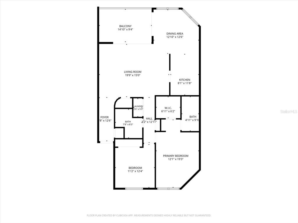 This is a floor plan for a two-bedroom apartment with a balcony and two bathrooms — 23465 HARBORVIEW ROAD UNIT 235, PUNTA GORDA, FL