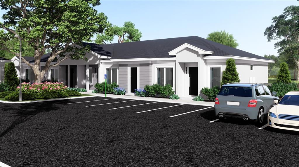 This is a rendering of a single-story commercial building with a parking lot — 1205 NELA AVENUE, ORLANDO, FL