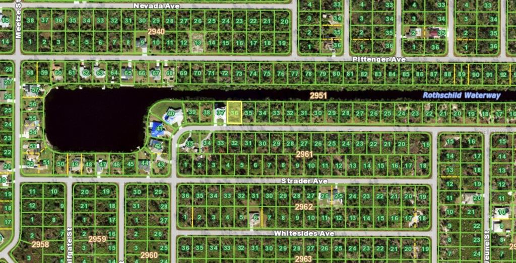 This is a map showing residential land parcels and streets in a suburban neighborhood — 14232 ROTHSCHILD AVENUE, PORT CHARLOTTE, FL