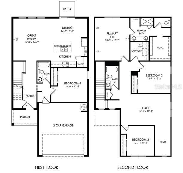This is a two-story residential floor plan showing the layout of bedrooms, bathrooms, and living areas — 5318 WILLOW CREEK, HAINES CITY, FL