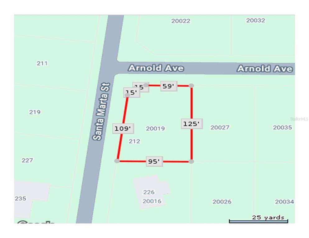 This is a map showing the property boundaries and dimensions of a land parcel — 20019 ARNOLD AVENUE, PORT CHARLOTTE, FL