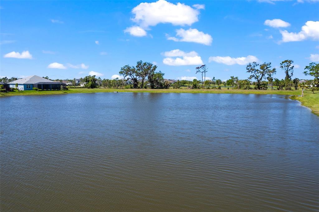 A large pond sits in the foreground with houses and trees in the background — 14147 CAMPFIRE COURT, PARRISH, FL