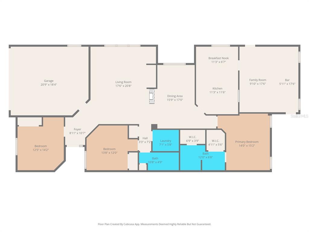 This is a floor plan of a single-story house with a garage and three bedrooms — 363 ROYAL PALM WAY, SPRING HILL, FL