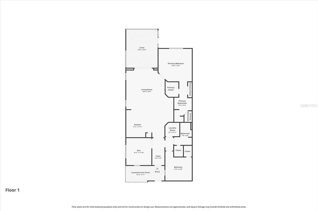 This is a floor plan for a single-story home with two bedrooms and a lanai — 2321 BLUE MAHOE LANE, SARASOTA, FL