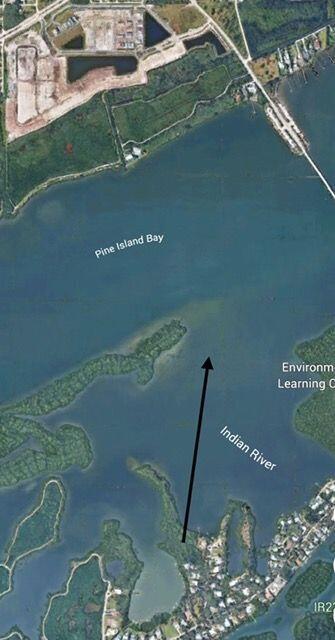 This aerial map shows Pine Island Bay and the Indian River with surrounding land features — Lot 12 Riverview Court, Vero Beach FL 32963, VERO BEACH, FL