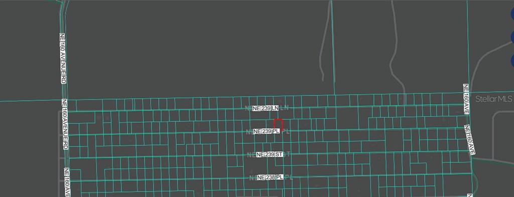 This map shows a highlighted rectangular parcel of land located between residential streets — NE 243RD PLACE RD, FORT MC COY, FL