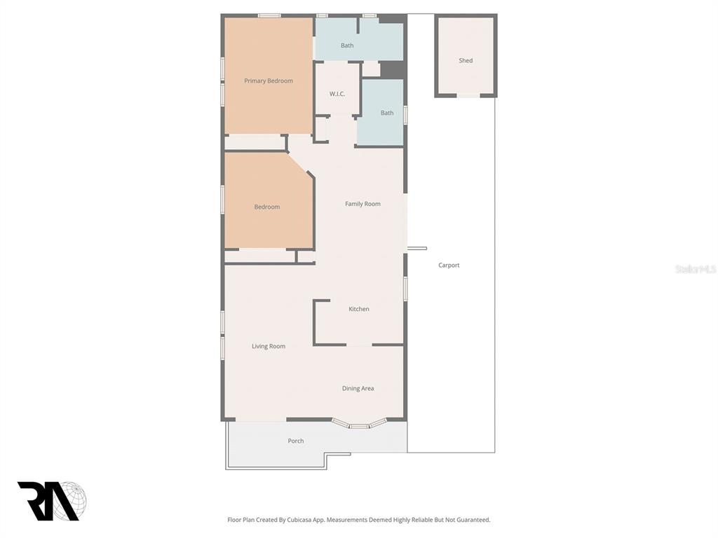 This is a floor plan showing a house with two bedrooms, two baths, and a carport — 34236 CANAL DRIVE N UNIT 236, PINELLAS PARK, FL