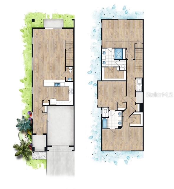 This floor plan shows a two-story residential layout with a garage and multiple bedrooms — 2508 W GRAY STREET UNIT 2, TAMPA, FL