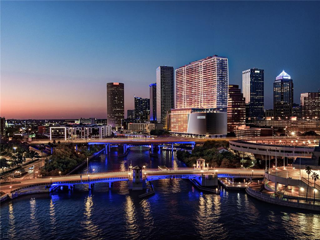 This is a rendering of the Tampa skyline at dusk featuring the Pendry hotel tower — 111 S ASHLEY DRIVE UNIT 3206, TAMPA, FL