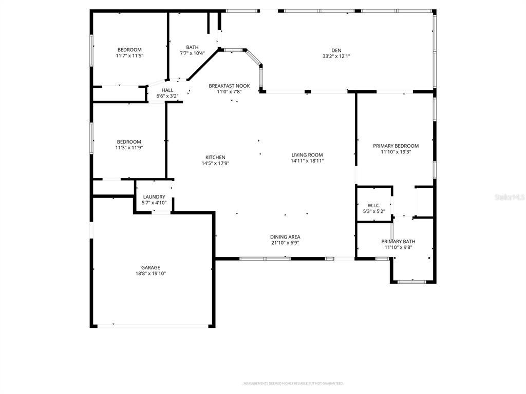 This is a floor plan of a house with a garage, kitchen, and three bedrooms — 21865 OCEAN PINES DRIVE, LAND O LAKES, FL