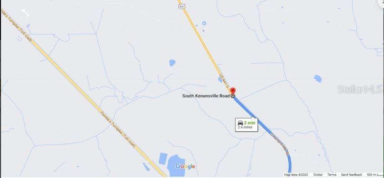 This is a map showing a route along South Kenansville Road near US-441 — S KENANSVILLE ROAD, OKEECHOBEE, FL
