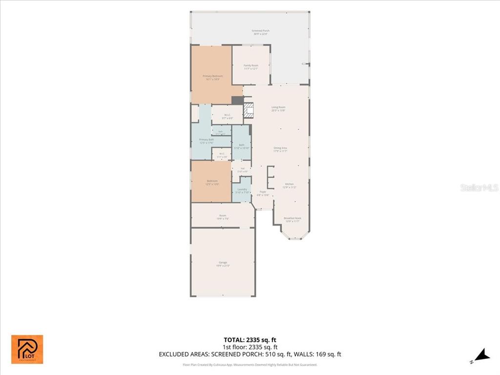 This is a floor plan showing the layout of a single-story residential home — 7128 DREWRYS BLUFF, BRADENTON, FL