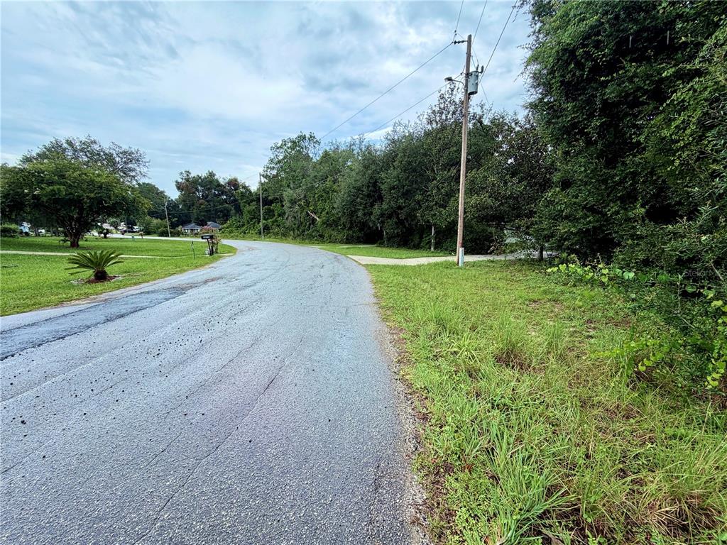 A paved road curves past a grassy lot with trees and a utility pole — 0 SE 175TH TER RD, SILVER SPRINGS, FL