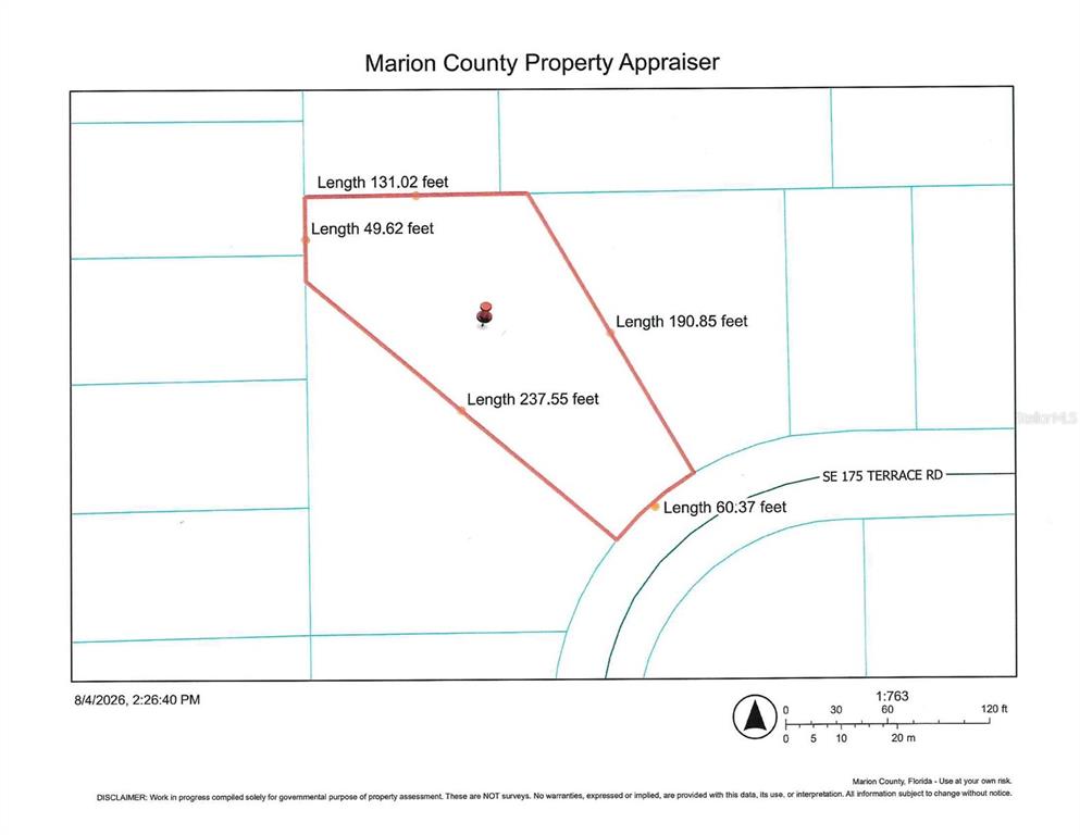 This is a property map showing the lot boundaries and dimensions for a parcel of land — 0 SE 175TH TER RD, SILVER SPRINGS, FL