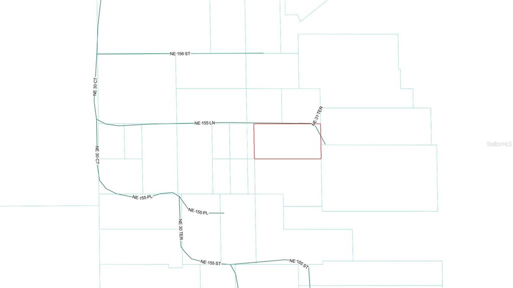 This is a map showing property lines and street names in a residential neighborhood — NE 155TH LANE, CITRA, FL