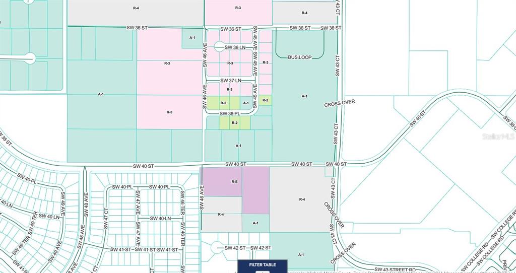 This is a zoning map showing various land use designations and street layouts — 4700 SW 36TH STREET, OCALA, FL